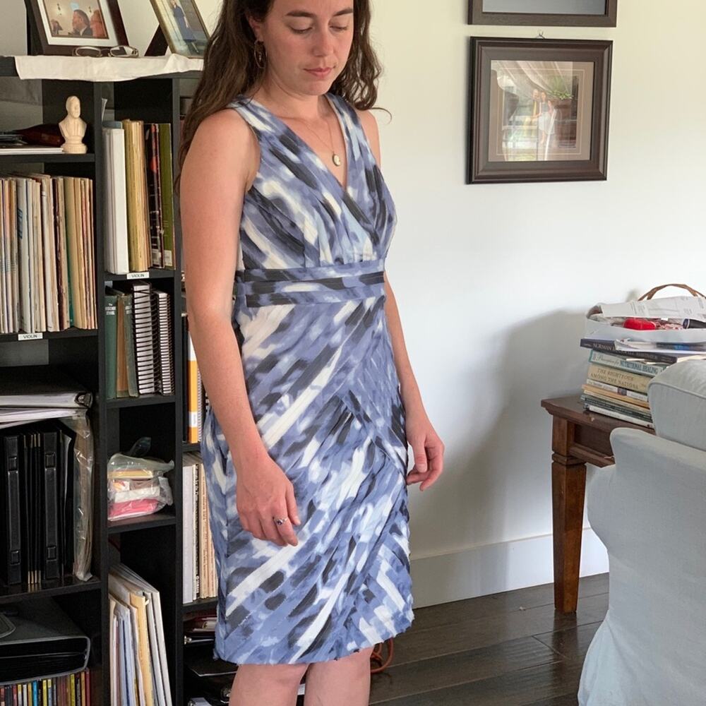 Ann Taylor Blue & White Sheath Dress, Size 6P